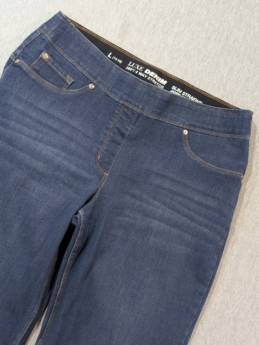 Nygard Luxe Denim 360/4 Way Stretch Jeggings Slim Straight L (14-16) Blue